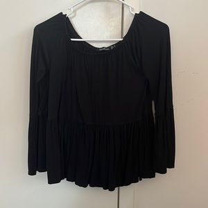 Black bell sleeve top